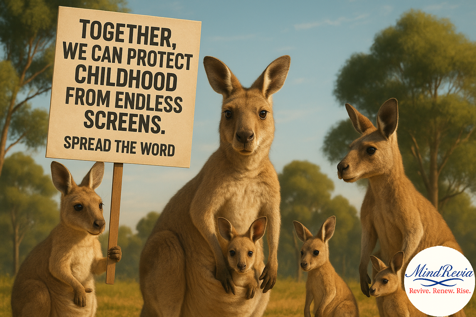 Animal/abstract illustration representing a phone-free, present family moment